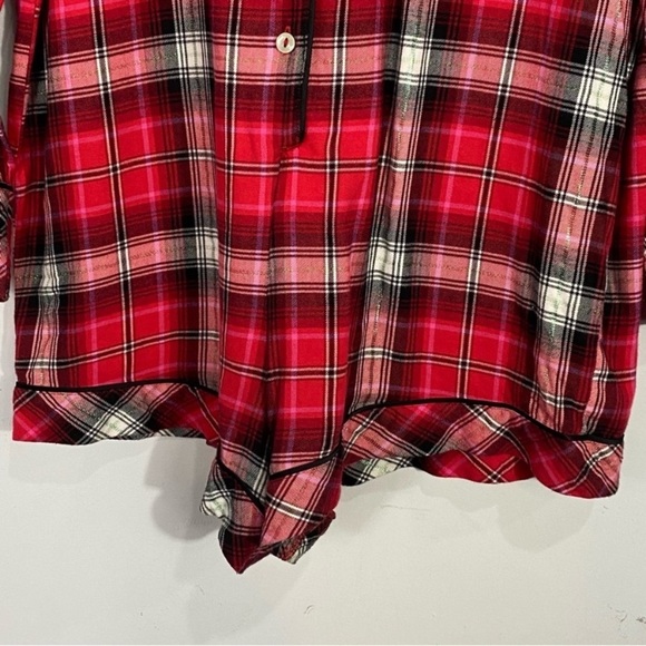 VICTORIA SECRET Flannel Romper Pajama Red Plaid - Picture 7 of 8